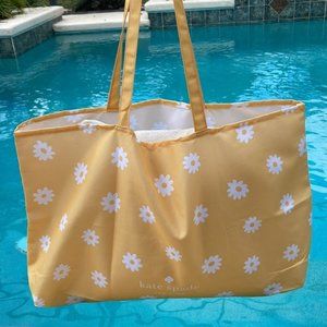 Kate Spade Floral Yellow Canvas Tote XL Reusable Shopping Beach Bag